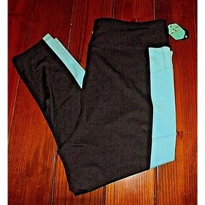 LuLaRoe Rise Brave Workout Leggings size 3X Black w/Mint Pockets BNWT Plus